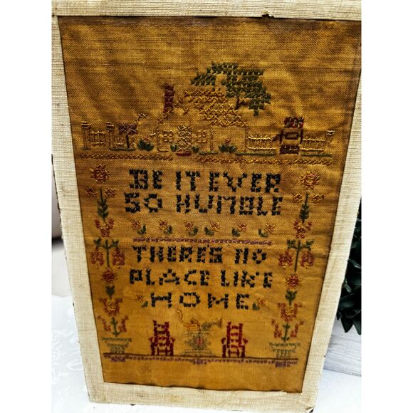 Beautiful antique cross stitch unframed; No Place Like Home - Picture 3 of 5